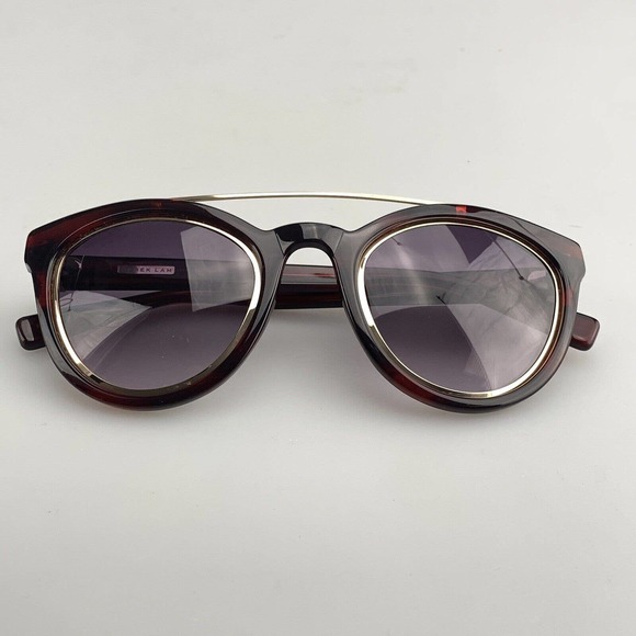 Derek Lam Sunglasses mod. Tessa Red Cat Eye Gold Brow Bar Mirrored Made in Japan
